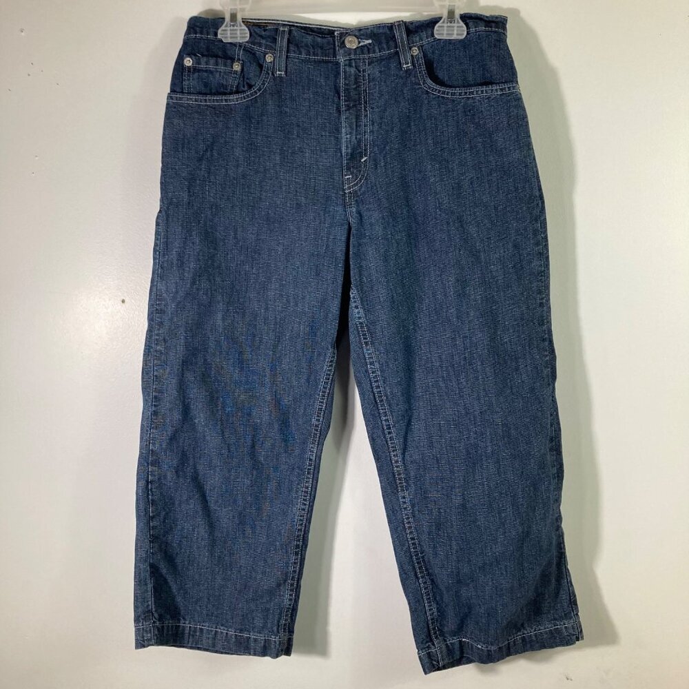Womens Vintage‎ Y2K Levis 577 Jeans Wide Leg Cropped Capri 30" Cotton